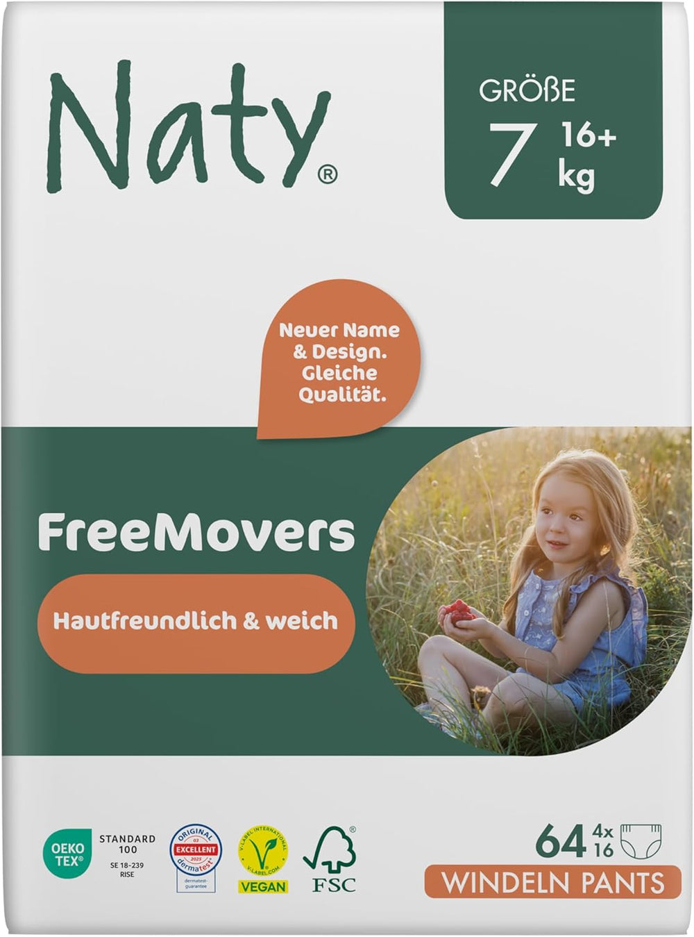 Naty FreeMovers Babybleer | Certificeret hudvenlige blebetræk | Blød og duftfri | Absorberende og lækagesikker | Dermatologisk testet størrelse 5 (12–18 kg) | 80 stk