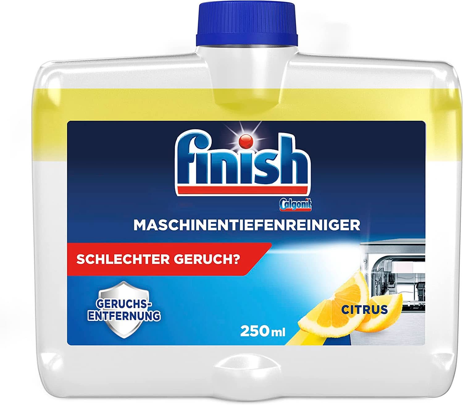 Finish Deep Machine Cleaner Citrus - detergent lichid pentru mașini împotriva calcarului și grăsimii pentru o mașină de spălat vase curată - pachet economic Naty Shop 250 ml Single
