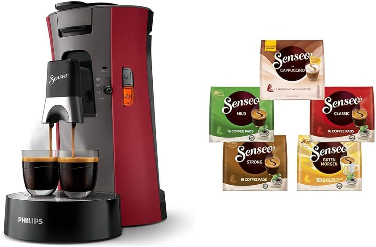 Espressor cu capsule Philips Senseo Select ECO, negru/pătat - alegere a intensității cafelei plus funcție de memorare, fabricat din plastic reciclat (CSA240/20)