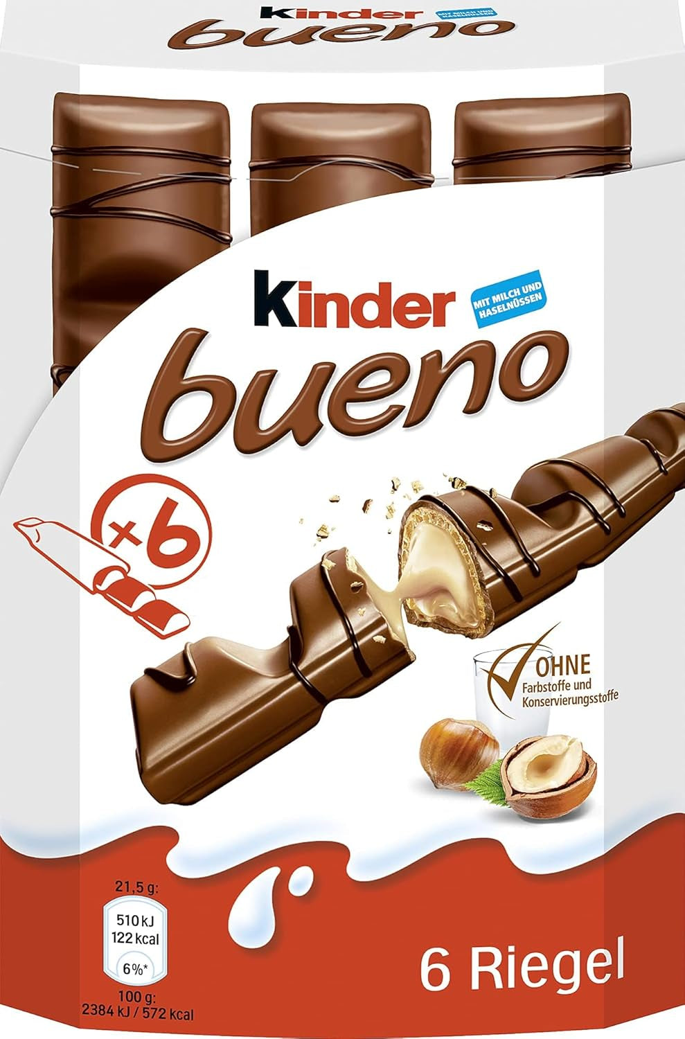 Kinder Bueno Mini - Crunchy Wafer chokoladebarer, mælkecreme og hasselnødder og fin mælkechokolade - Karnevalsgodbidder - 1 pose mini individuelt indpakkede stænger (1 x 108 g)