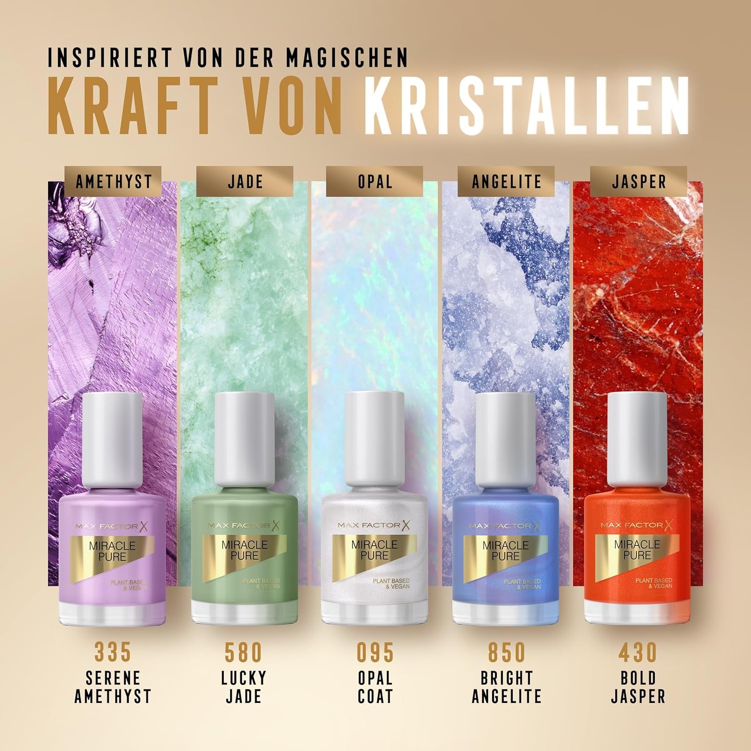 Max Factor Miracle ren negle, ultrablank, intenst farvet neglelak med glansen af ​​helende krystaller og nærende ingredienser, farve 430 fed jaspis