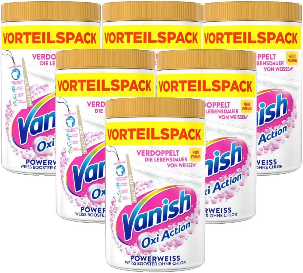 Vanish Oxi Action Powerwhite Powder - 1 X 1,125 Kg - klorfri pletfjernelse og vasketøjsforbedringspulver - til hvidt vasketøj Naty Shop Vaskemidler 6 x 1,65 Kg