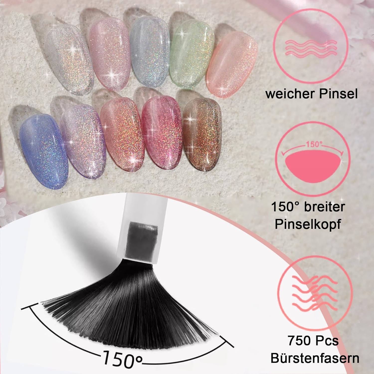 Pink glitter neglelak - Ikke-giftig, vandbaseret neglelak til kvinder - Hurtigtørrende neglelak - Reflekterende glitter neglelak til gør-det-selv-neglekunst derhjemme (Transparent Pink, 10ml)