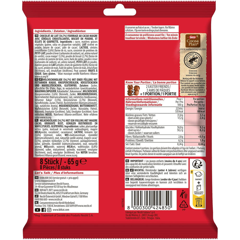 NESTLÉ Easter Friends Mini mælkechokolade påskefigurer med sprøde stykker, pakke med 2 (1 x 65 g)