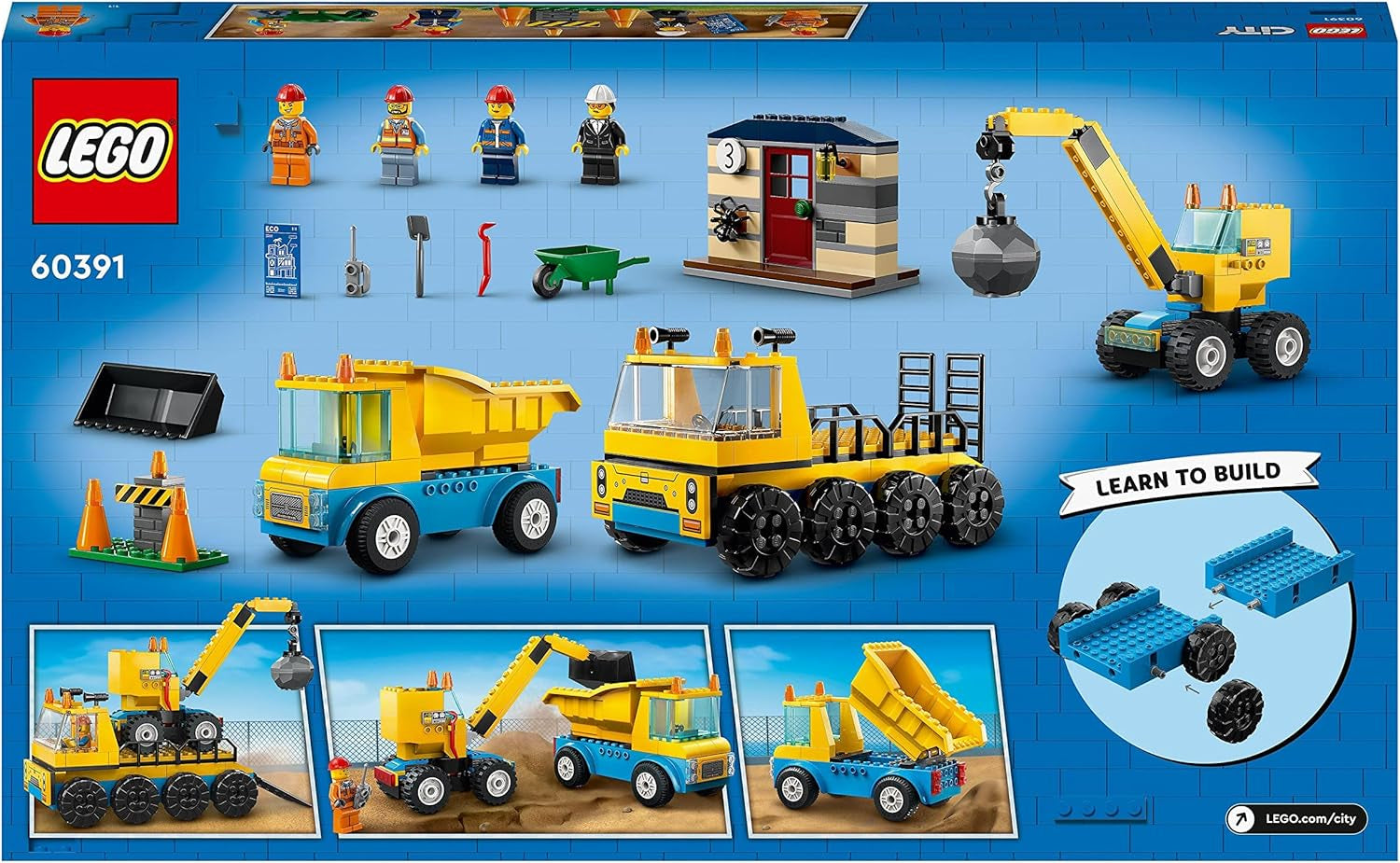 LEGO 60391 City Construction Vehicles og Wrecking Ball Kran, gravemaskine, dumper og transportkøretøjer Legetøj, pædagogisk legetøj til børn fra 4 år og op Byggesæt Besuche den LEGO-Store