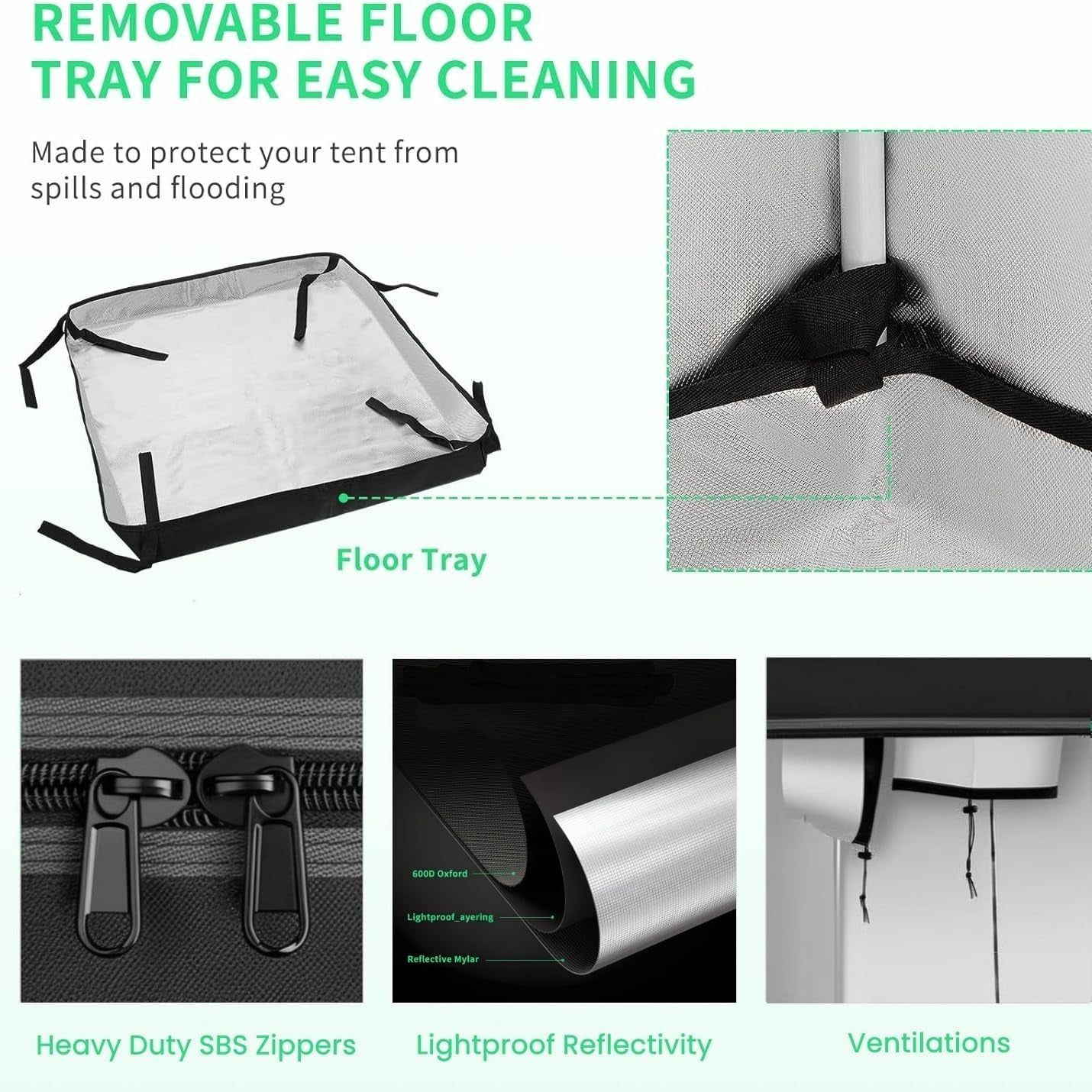 Grow Telt 80x80x180cm Grow Telt med aftagelig vandtæt bundbakke Ideel størrelse til hydroponics