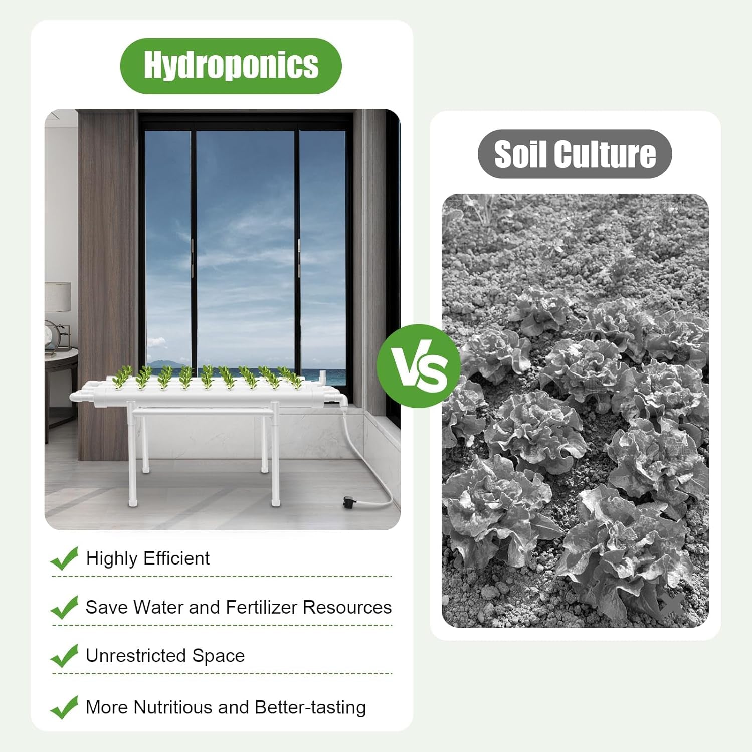 36 Planter Hydroponic Grow Kit, 100×50×30cm Hydroponic Grow Kit, Vandpumpe Hydroponic Grow System, PVC-U Soilless Plant Grow Systems