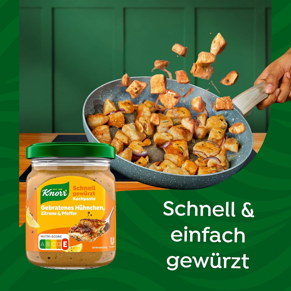 Knorr Schnell gewürzt Kochpaste Gebratenes Hühnchen, Zitrone & Pfeffer einfach & schnell für ene besonders intensiveven, geballten Gesmack 165 g