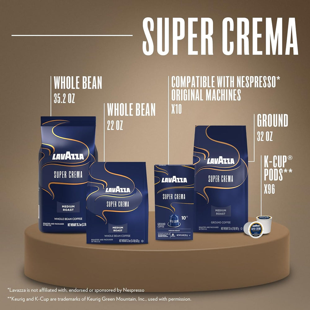Lavazza Super Cream Espresso Bohnen - 2,2 lb. Beutel (6er Pack)