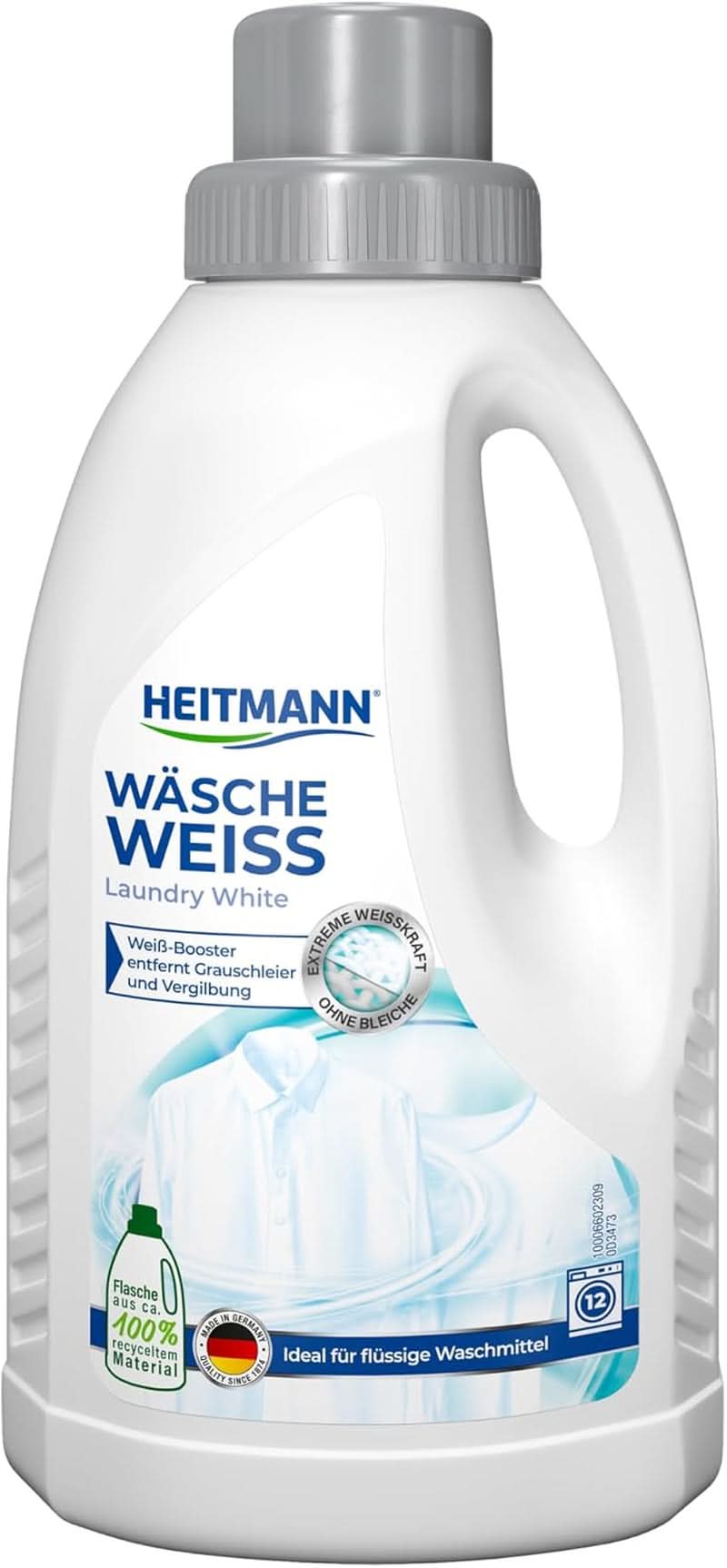 Înălbitor de rufe HEITMANN: Înălbitor lichid cu putere de albire pentru ceață gri și îngălbenire, fara clor, 500 ml Detergenti Rufe Naty Shop