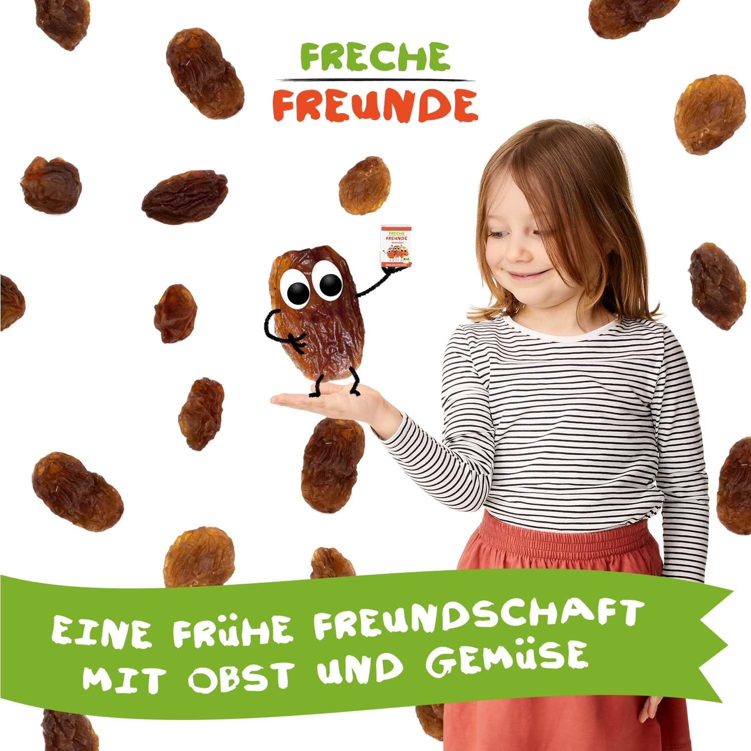 FRECHE FREUNDE Økologiske rosiner, Trockenfrüchte ohne Zucker, ohne Zusatzstoffe, ungeschwefelt, i små Snackboxen, Sultaninen für Kinder, 20er Pack, 20 x (3x14g)