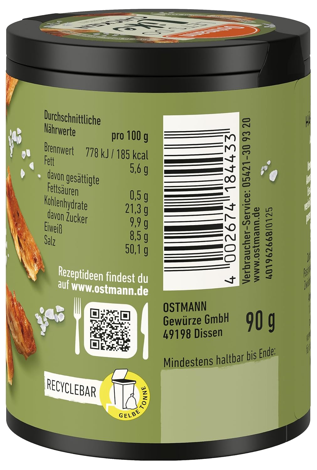 Ostmann Gewürze - Lad os gøre som kylling | Hähnchen-Geschmack für ungewürzte Fleischersatzprodukte | Gewürzsalz für Tofu und Sojachunks | 90 g i Metalldose genbrugsbar