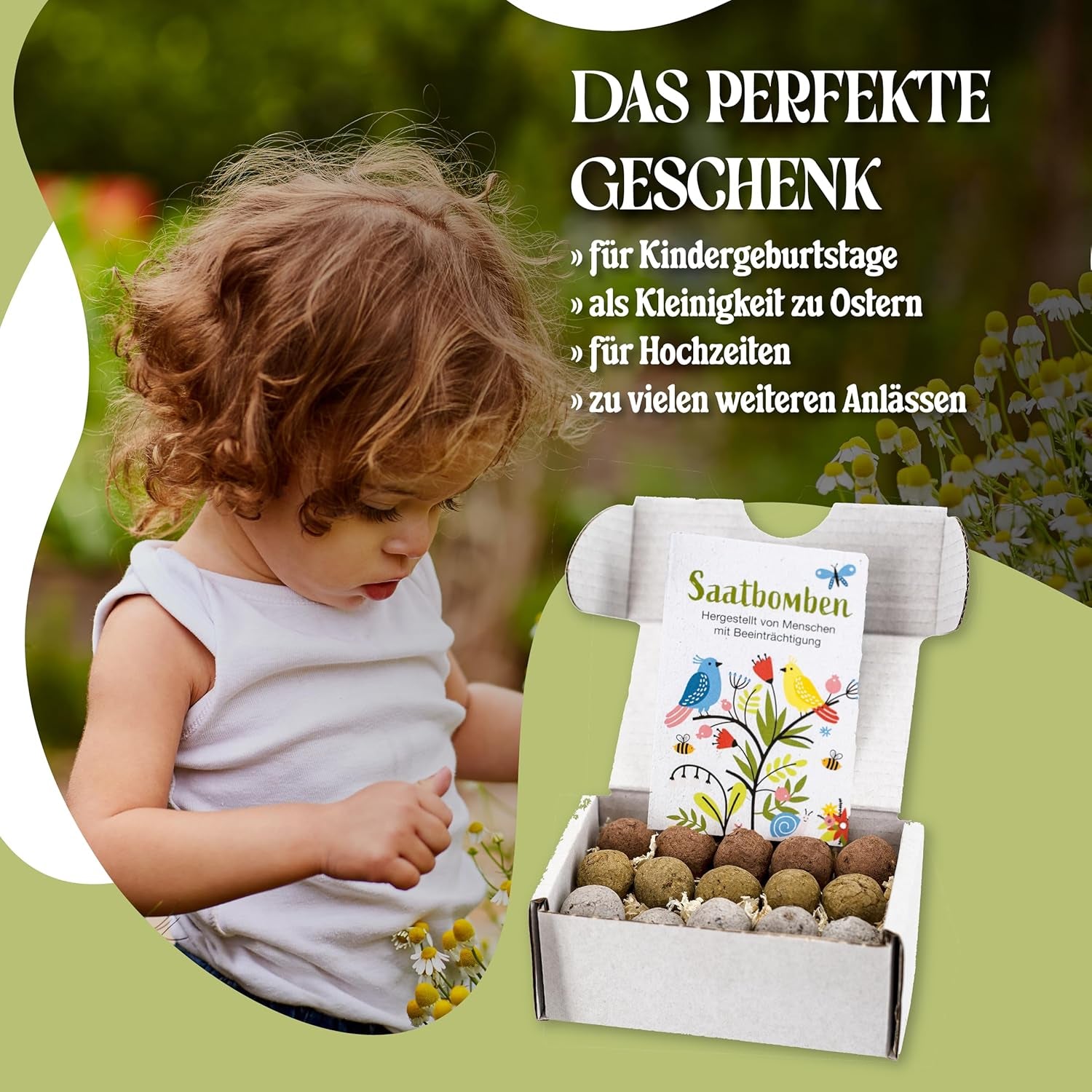 Loumaxx 15Er Pack Handgemachte Saatbomben, Samenbomben Geschenk, Blumensamen Als Gastgeschenk, Nachhaltige Samen Kinder Mitgebsel, Ökologische Pflanzkugeln Mit Über 50 Arten Blumen & Kräutern