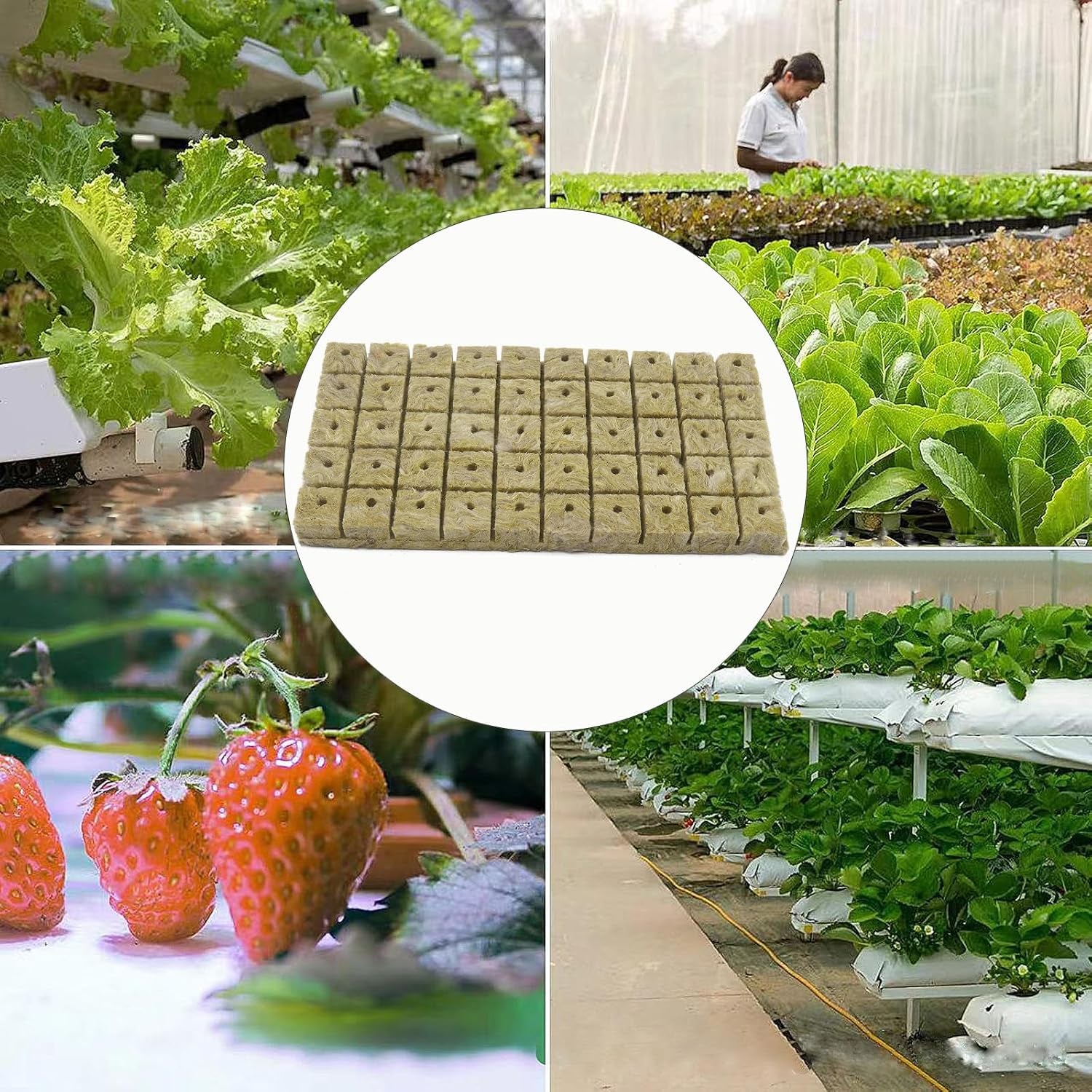 50 stk Mineraluldsdyrkningsmåtte, Mineraluldsterning, Mineraluldsisolering, Mineraluldsdyrkningsmåtte med saks og handsker til jordfri dyrkning, hydroponi og transplantation