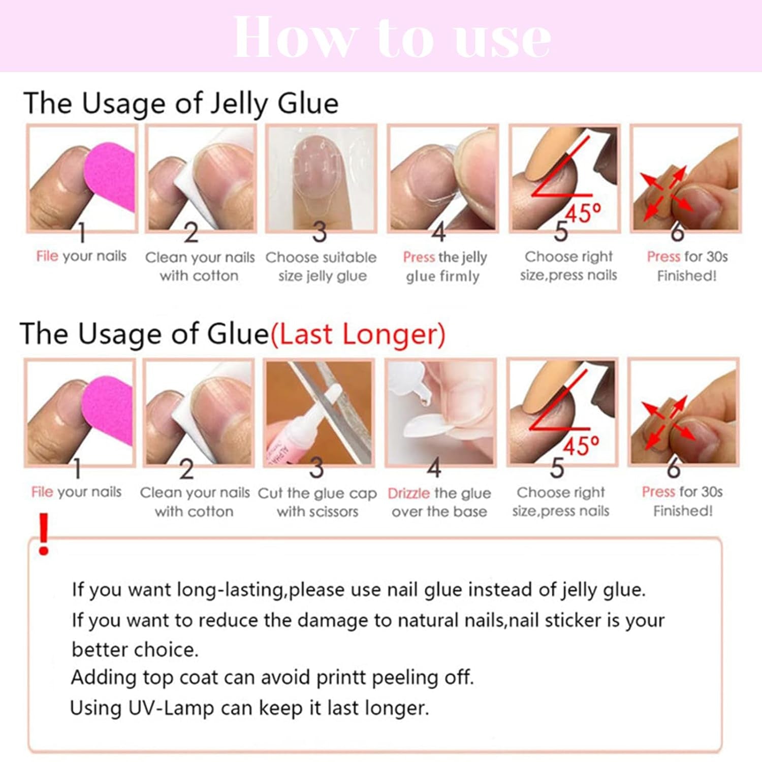 24 buc unghii artificiale albastru fluture, pătrate, unghii franțuzești prinse cu apăsare, lungi, sclipici, strălucitoare, stras, vârfuri unghii false