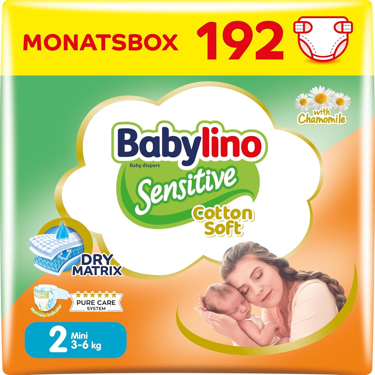Bleer til sensitive babyer, str. 2, mini (3-6 kg), 192 bleer