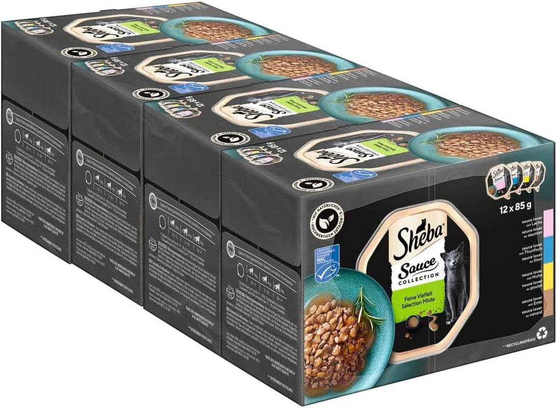 Colecție de sosuri Sheba Tray Multipack, varietate fină MSC, 4x12x85g