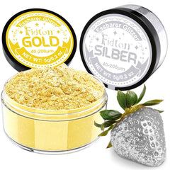 Spiselig glitter, pudder, 5 gram Glitter Naty Shop guld og sølv