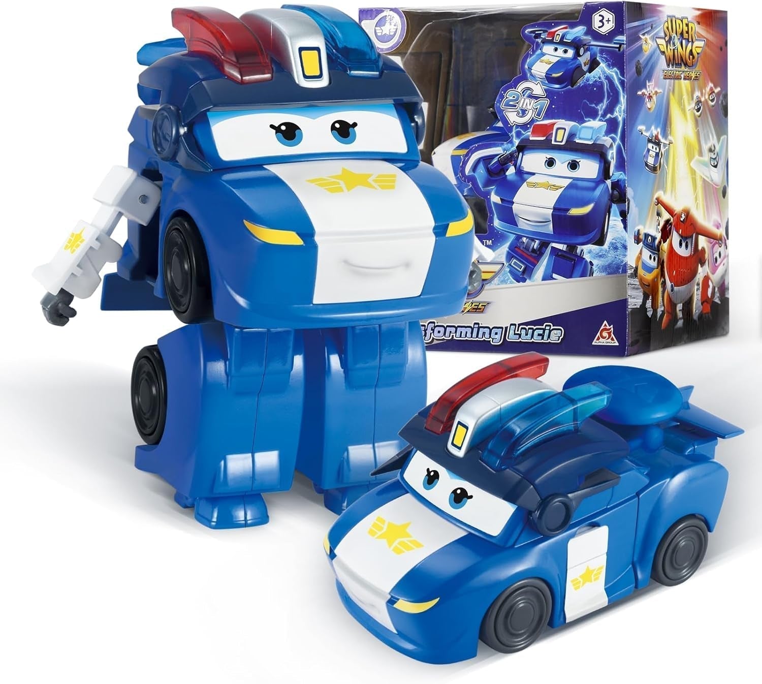 Super Wings Transformation Plane Supercharged Traver, ca. 12,7 Cm Stor børnelegefigur legetøjsflyvemaskine og robotfigur til drenge og piger 3+ Sølv actionfigurer Naty Shop Lucie