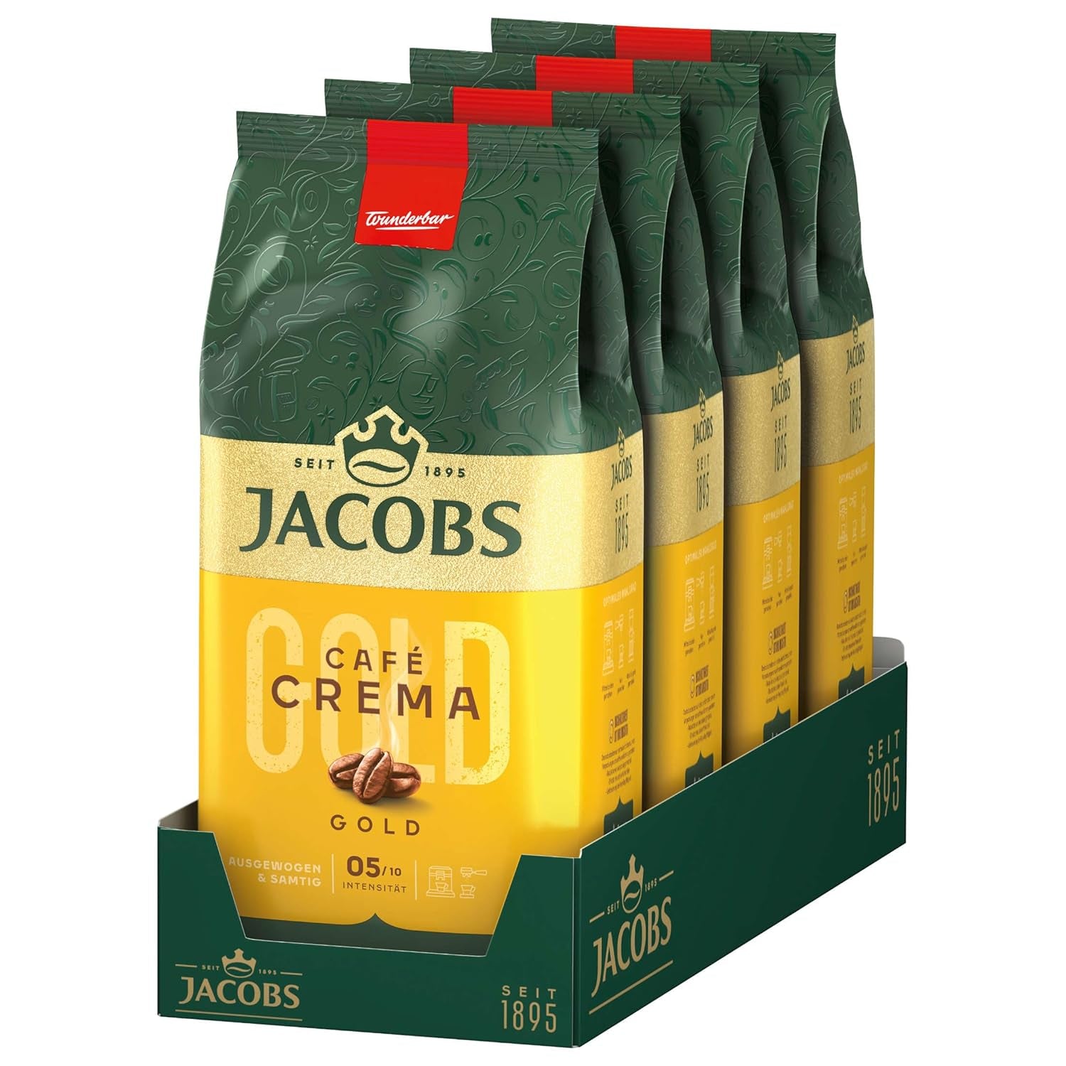 Jacobs Expert Roast Cafe Crema Gold, Cafea boabe întregi (4 x 1 kg)