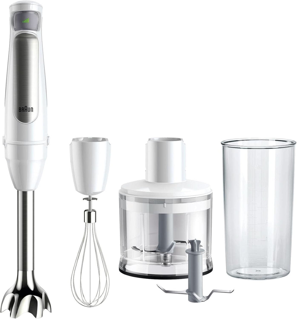 Braun Multiquick 7 MQ 7035X Stabmixer - Pürierstab Mit Abnehmbarem Edelstahl Mixfuß Mit Activeblade Technologie Zum Pürieren Der Härtesten Ingredient, Inkl. 3-Teiliges Zubehör Sæt, 1000 Watt, Schwarz Kitchen Naty Shop Weiß Zerkleinerer (500 G)