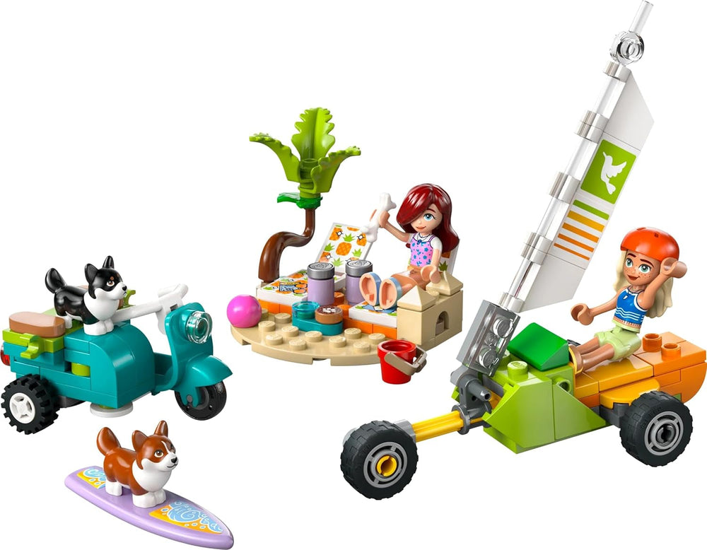 LEGO Friends Strandeventyr med hunde Byggelegetøj til piger 6 år gammelt dyrelegesæt med 2 minifigurer og 2 corgifigurer Kreativ børnegave Surfboard Adventure Byggesæt 42641 Byggesæt Besuche den LEGO-Store