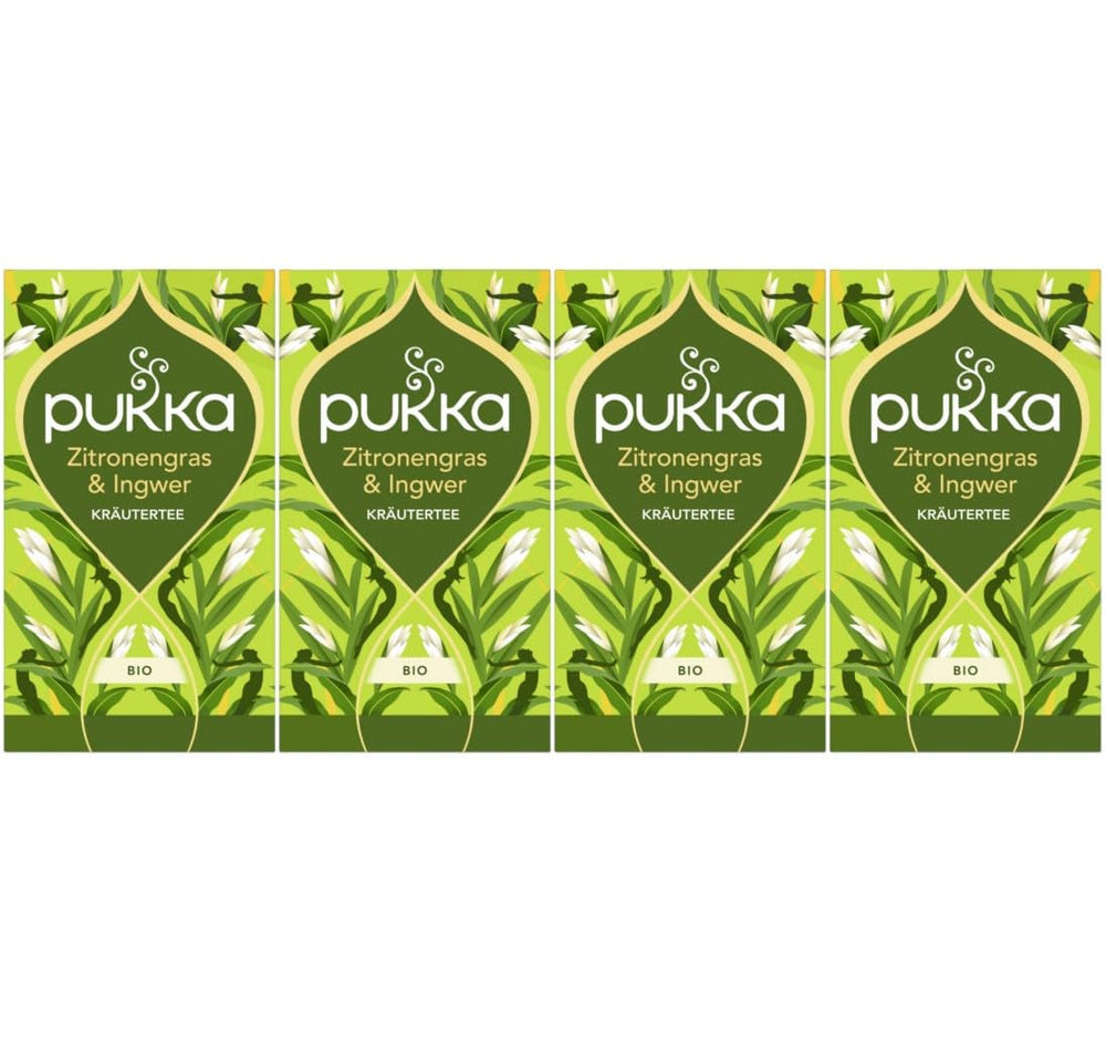 Pukka | Ceai din plante bio „Lemongrass &amp; Ginger” | Lemongrass, ghimbir și lemn dulce | 4 x 20 pliculețe de ceai
