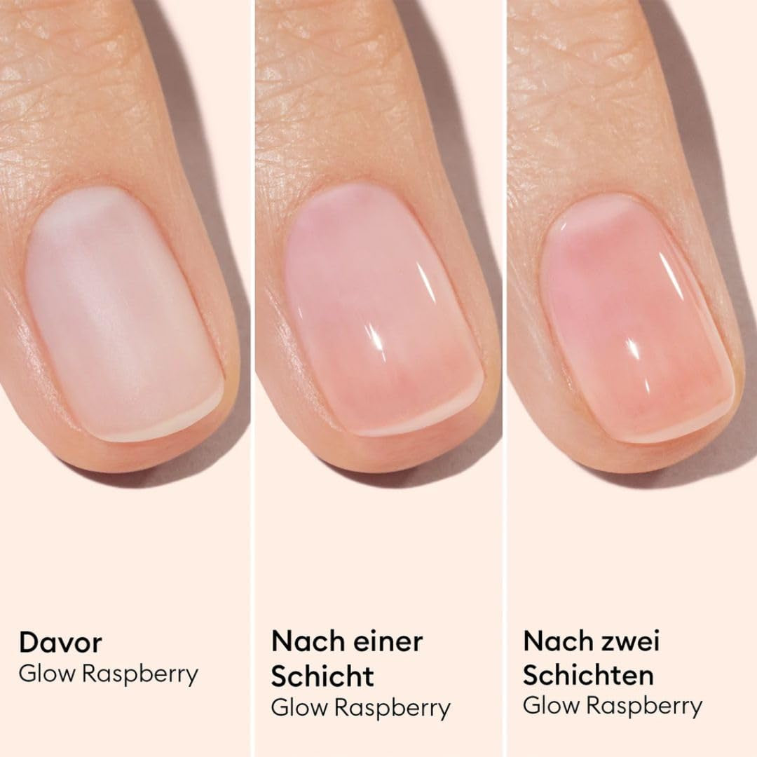 MANUCUIST Nail Care Repair Active Glow Raspberry (Pink) Bio-baseret: Sød mandel, hindbær, nærende og blank neglelak, Transparent Pink Effect - Nude neglelak
