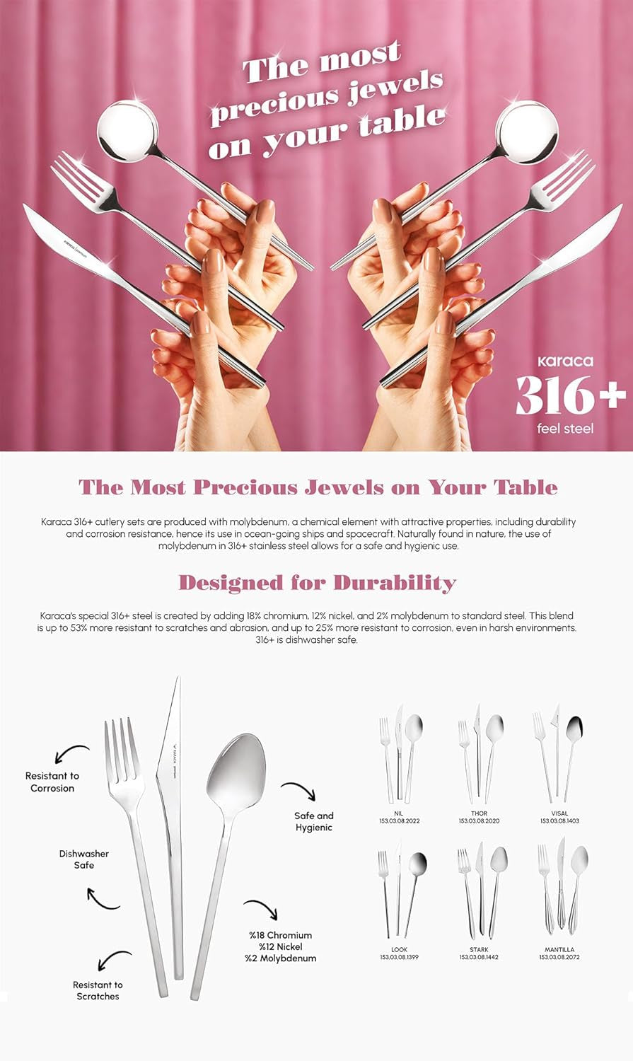 Karaca Amour, sæt med 84 bestik til 12 personer Kitchen Naty Shop