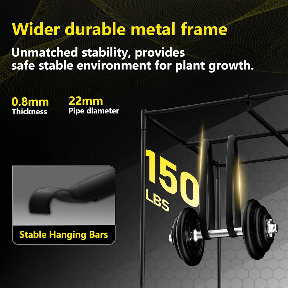 Grow Telt 60x60x180cm, Oxford 600D Materiale med Polyester Reflekterende Film, 22mm stålrør, ventilationsåbninger og udsigtsvinduer, Grow Telte til Hydroponics, drivhuse og indendørs haver