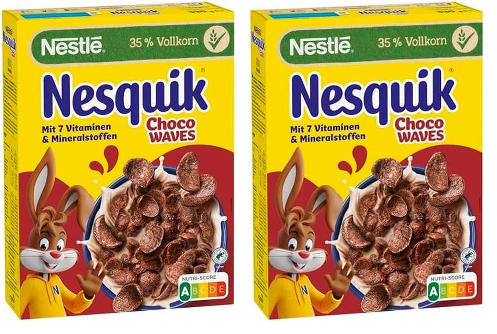 Nestlé Choco Waves, sprød bølgeformet chokolademorgenmad (33 % fuldkornsindhold), 1 pakke (1 x 330 g)