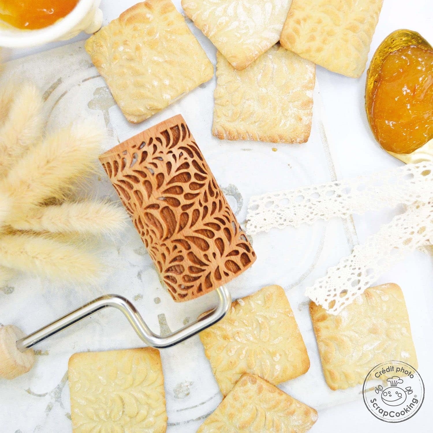 SKROTKOOKING - Mini-Holzrolle "Ondines" – Dekoration für Kekse, Sandgesandet, Cookies – 5308