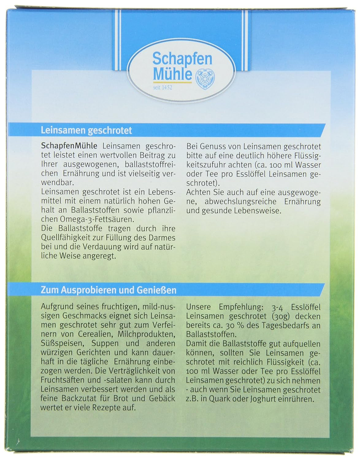 Schapfen Mill formalet hørfrø 200 g pakke (pakke med 10)