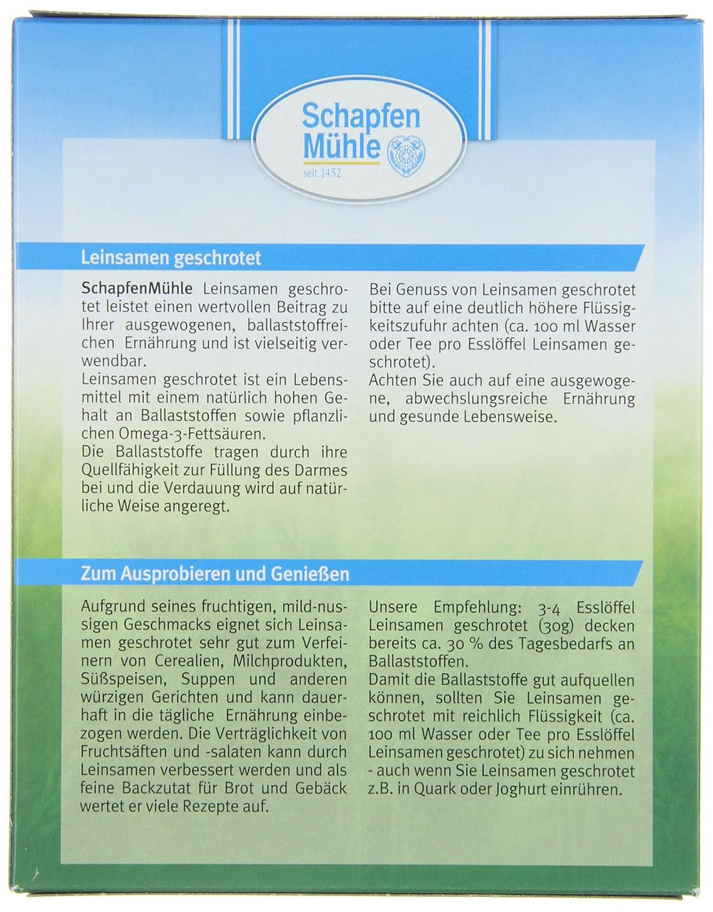 Schapfen Mølle malet linfrø, 200 g pakke