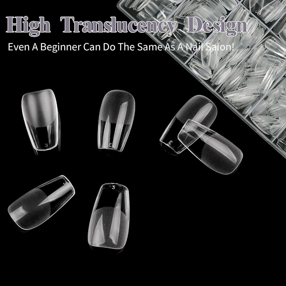 Unghii false scurte, model balerină, 500 bucăți, pentru lipire, 12 dimensiuni, unghii artificiale, scurte, cu gel moale, acoperire completă, vârfuri de unghii pentru unghii cu gel, scurte, S