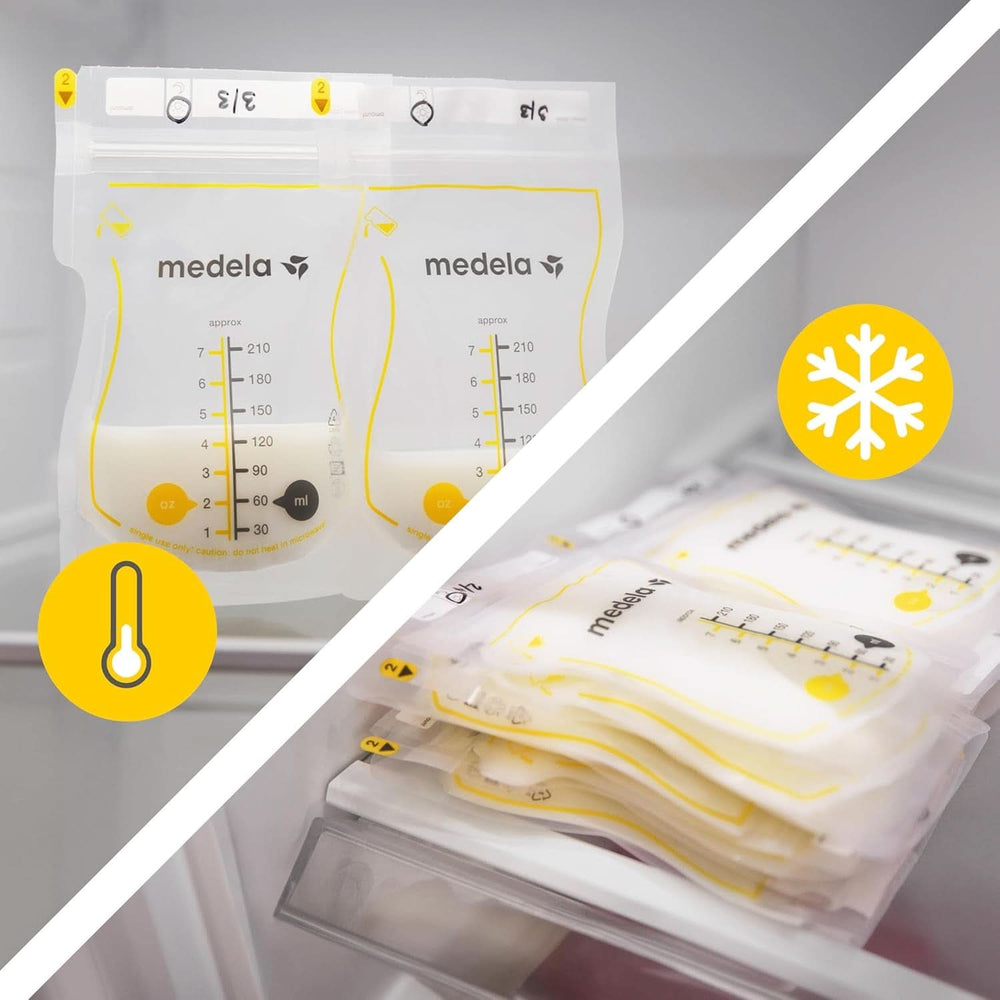 Medela Easy Pour Muttermilchbeutel Zum Einfachen Ausgießen, 100 Stück, 210 Ml, Auslaufsichere Einweg-Muttermilchbeutel Mit Überlaufschutz, Stillhelfer Tilbehør Babymad og amning Naty Shop