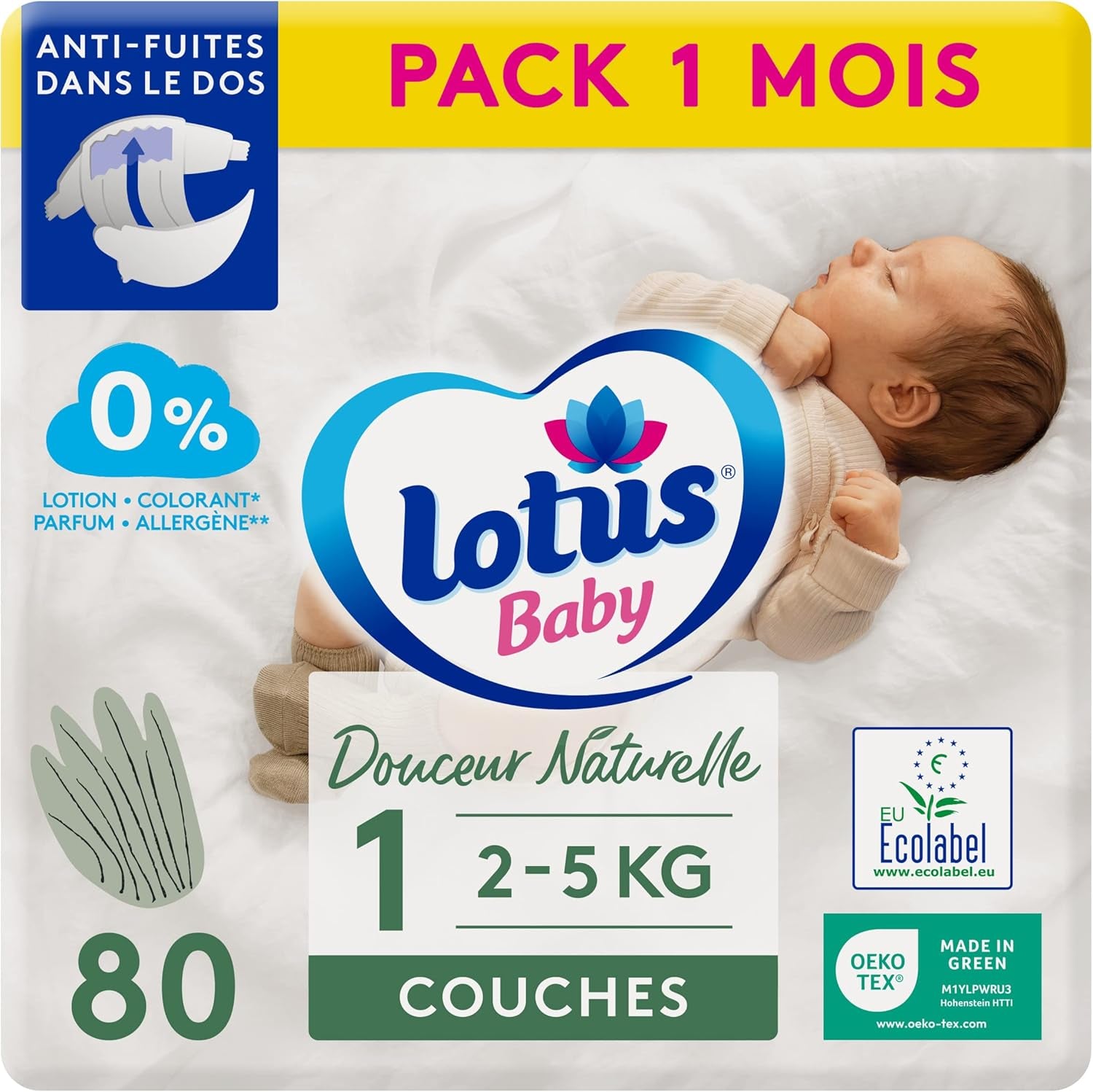 Douceur Naturelle – Størrelse 3 bleer (5-9 kg) 1 måneds pakke – 172 bleer