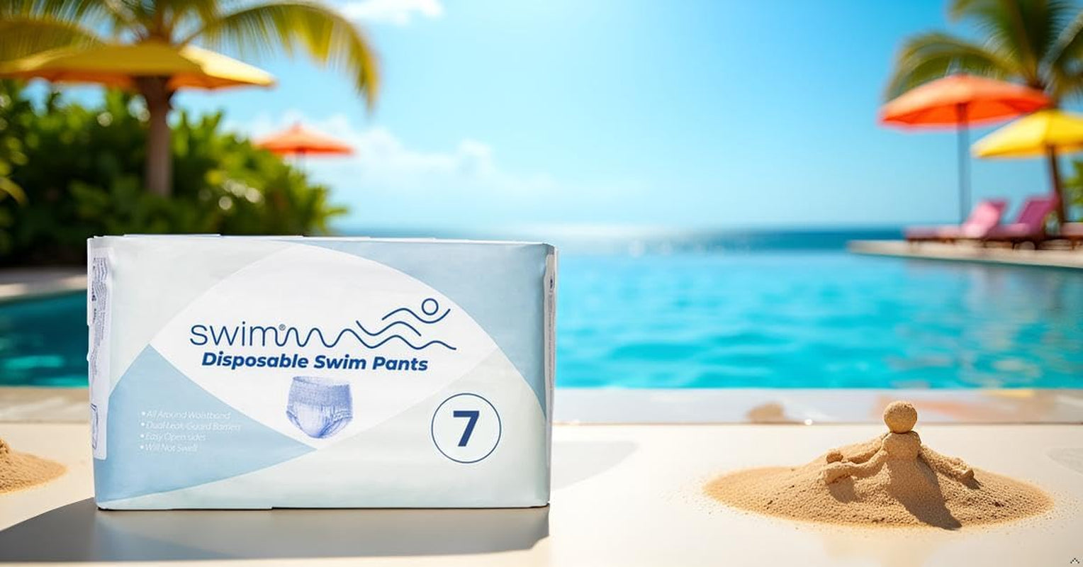 Engangs svømmebleer størrelse 7 - 36 stykker - Diskret, åndbar og hudvenlig - Baby svømmebleer - Giver sikkerhed under svømning - 18-30 kg