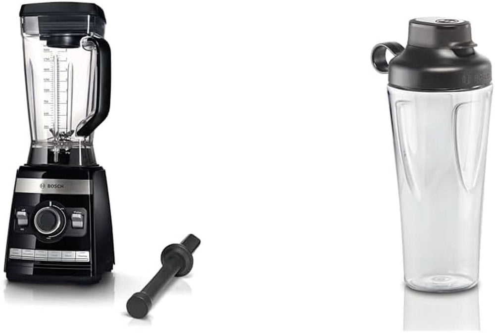 Bosch Standmixer Vitaboost MMBH6P6BDE, 6-Klingen-Edelstahlmesser, 2.5L Tritan-Mixbehälter, Stopfer, 6 Automatikprogramme, Rezeptbuch, Bpa-Frei, Einfache Reinigung, 45.000 U/Min, 1600 W, Schwarz Kucatarie Naty Flare Rezeptbuch Deutsch