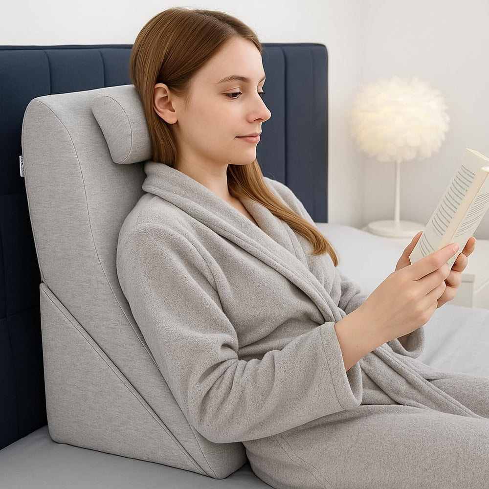 Pernă de citit – pernă pentru spate, tetieră reglabilă, spumă cu memorie, husă detașabilă, respirabilă și antiderapantă, mâner triunghiular pentru spate, gât și picioare – 60 x 50 x 30 cm