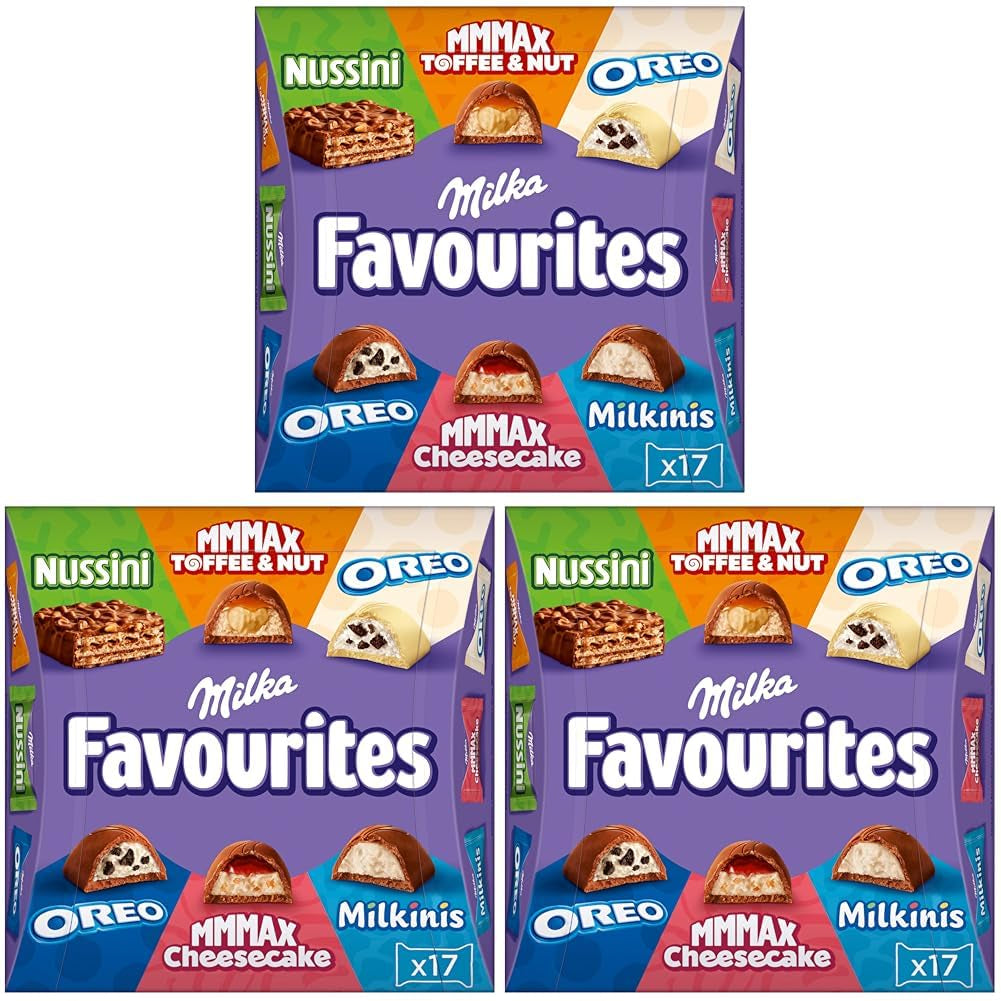 Amestec de praline de ciocolată, Milka Favourites, 158 grame Bomboane de Ciocolata Naty Shop 3 x 158 grame