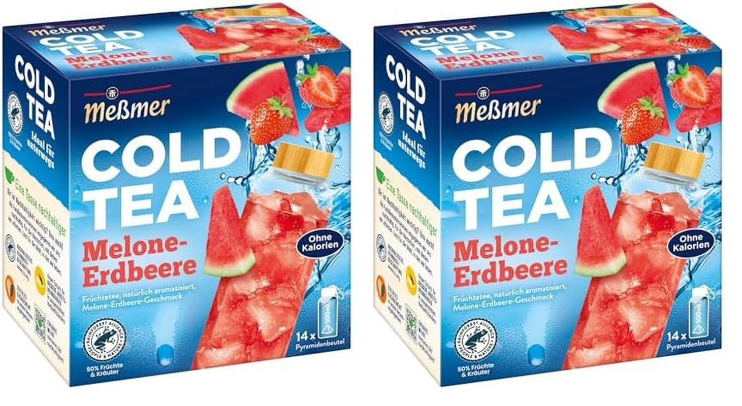 Meßmer Cold Tea Trinkpause Zmeură | Ceai de fructe, aromatizat natural, cu gust de zmeură | Ediție limitată | Pentru infuzie rece | 14 pliculețe piramidale