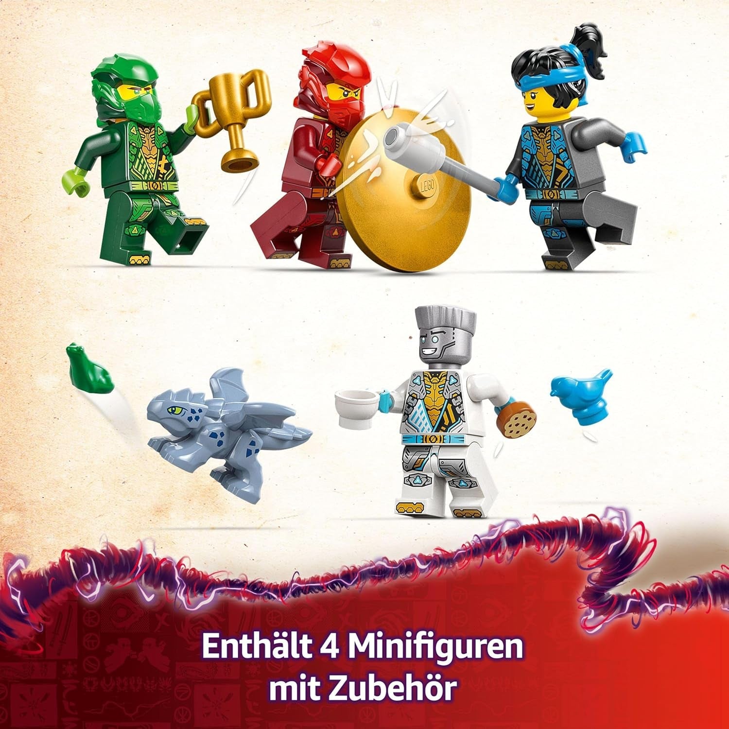 LEGO NINJAGO Spinjitzu Ninja Temple - Legesæt med 4 minifigurer og 1 dragefigur - Byggesæt - Jule- eller fødselsdagsgave til drenge og piger fra 4 år 71831 Byggesæt Besuche den LEGO-Store