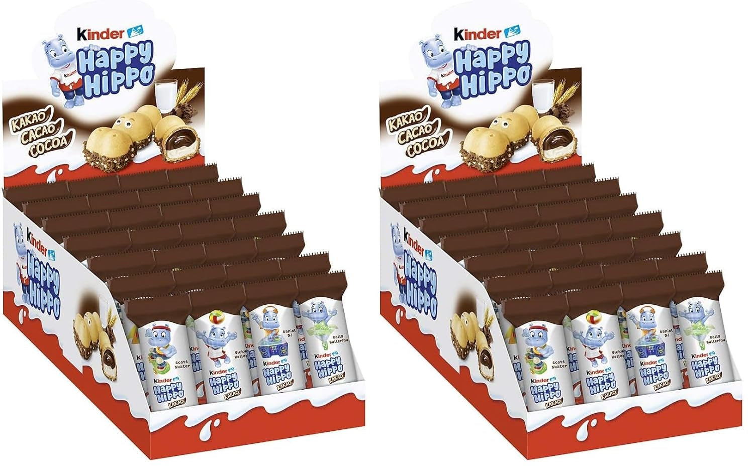 Kinder Happy Hippo Hasselnut - Specialitetssprøde vafler med mælk og hasselnøddecreme - Karneval og fastelavnsslik - 1 pakke indeholdende 5 individuelle stænger á 20,7 g hver
