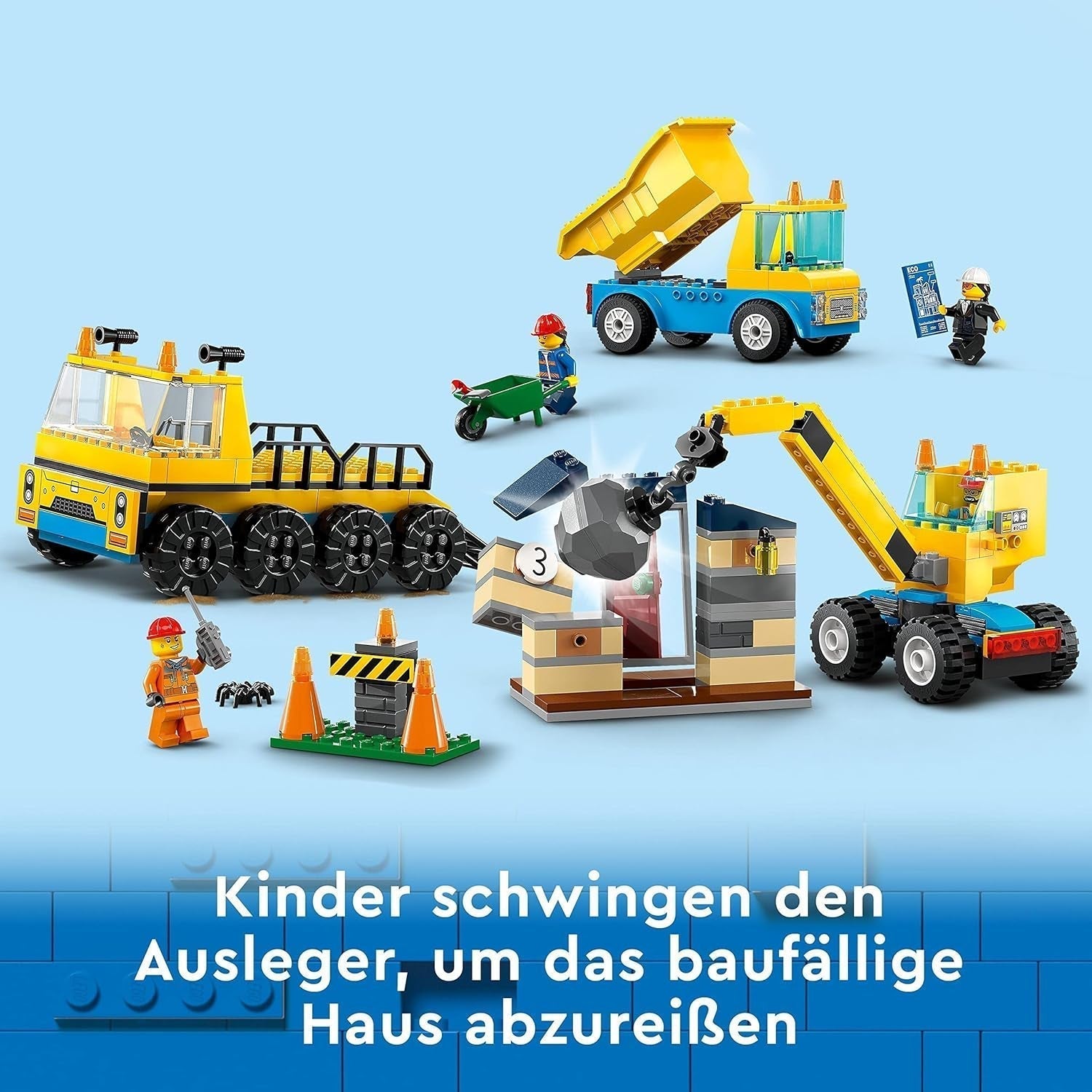 LEGO 60391 City Construction Vehicles og Wrecking Ball Kran, gravemaskine, dumper og transportkøretøjer Legetøj, pædagogisk legetøj til børn fra 4 år og op Byggesæt Besuche den LEGO-Store