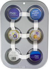 CSB108 6-hullers non-stick muffinpande i kulstål, rustfrit stål, sølv, 28,9 X 17,7 X 3,1 cm bradepander og -bakker Naty Shop