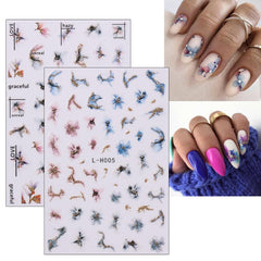 JMEOWIO Nagelsticker Marmor Französische Spitze 10 Blatt Nail Art Sticker Selbstklebend Nagelaufkleber Bunt Dekoration Nageldesign Zubehör