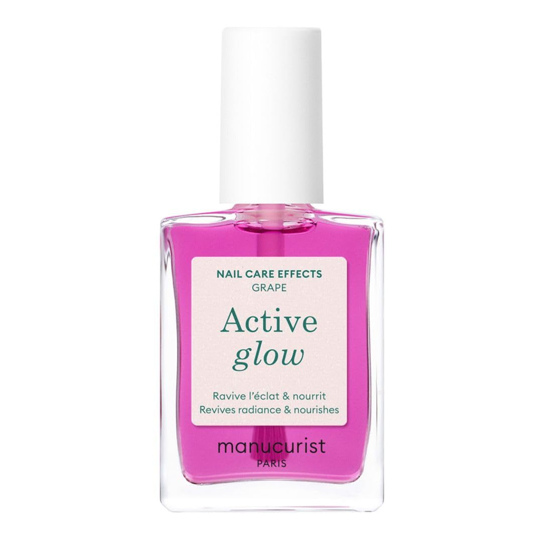 MANUCUIST Nail Care Repair Active Glow Raspberry (Pink) Bio-baseret: Sød mandel, hindbær, nærende og blank neglelak, Transparent Pink Effect - Nude neglelak