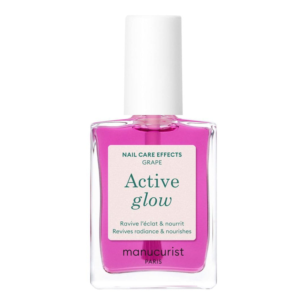 MANUCUIST Nail Care Repair Active Glow Raspberry (Pink) Bio-baseret: Sød mandel, hindbær, nærende og blank neglelak, Transparent Pink Effect - Nude neglelak