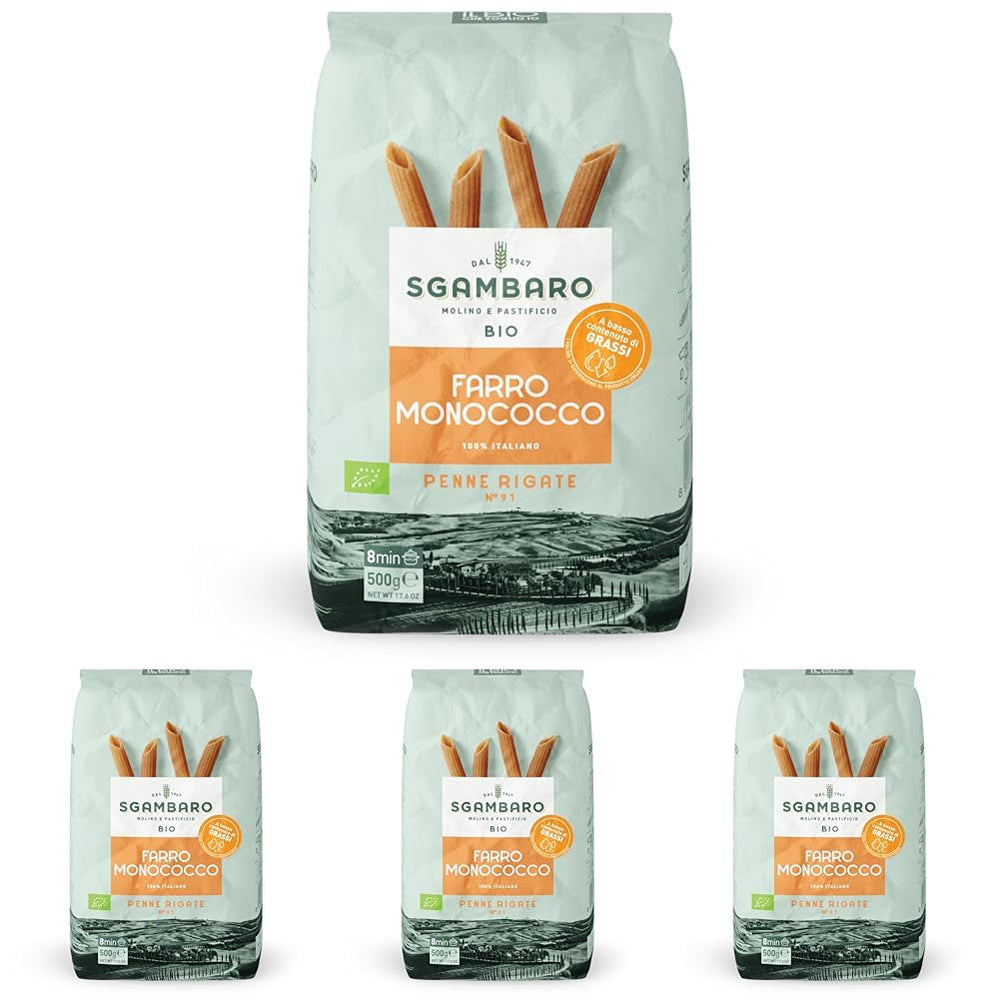 Økologisk Penne Rigate Pasta N.91 - 500 g fedtfattig hvedepasta - Kilde til fibre og protein